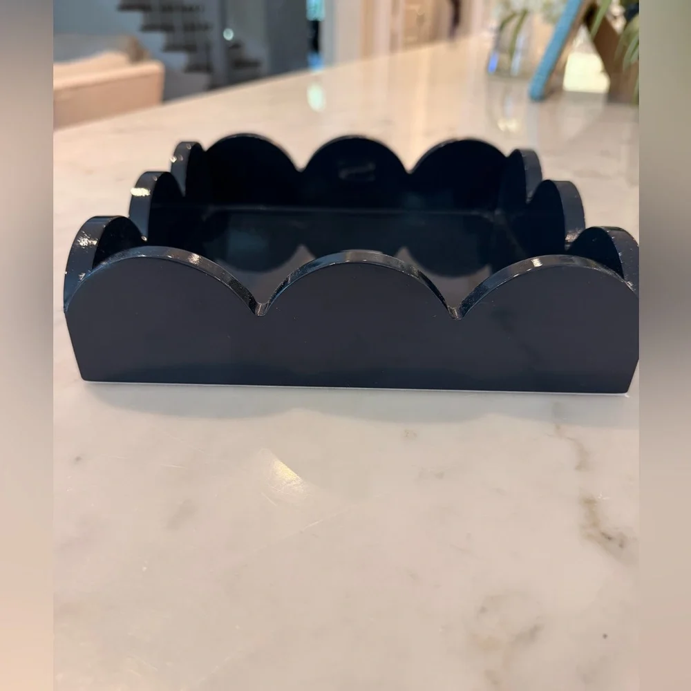 Mark & Graham Scalloped Lacquer Mini Tray - Navy Blue, never used